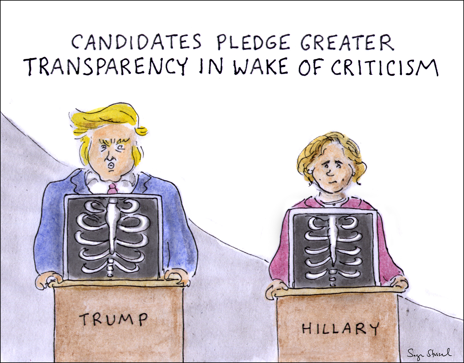 hillary faint, pneumonia, 9/11 memorial, coughing, trump doctor, lisa bardach, 2016 campaign, candidate health, seizures, cartoon