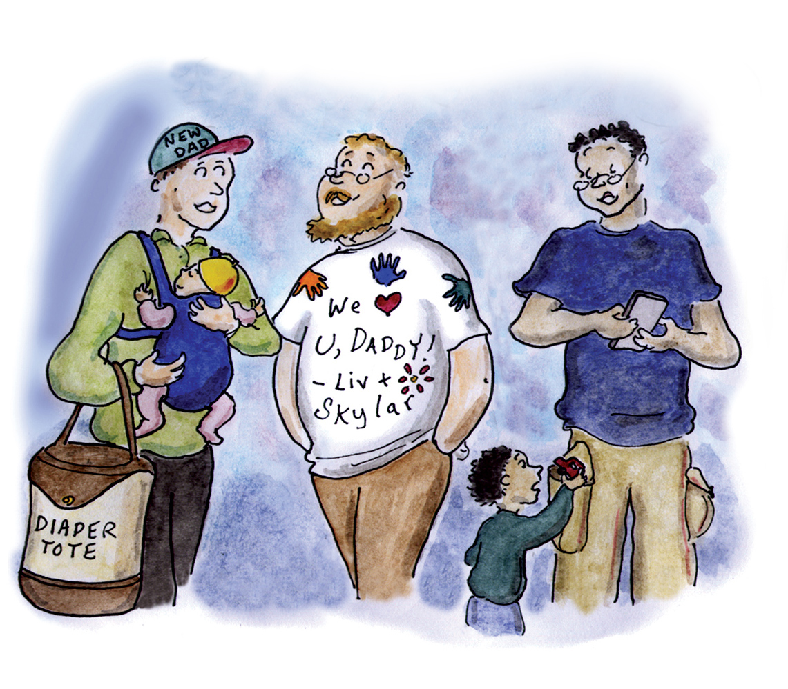 fathers, patriarchy, toxic masculinity, paternity leave, fatherhood, cartoon, sage stossel