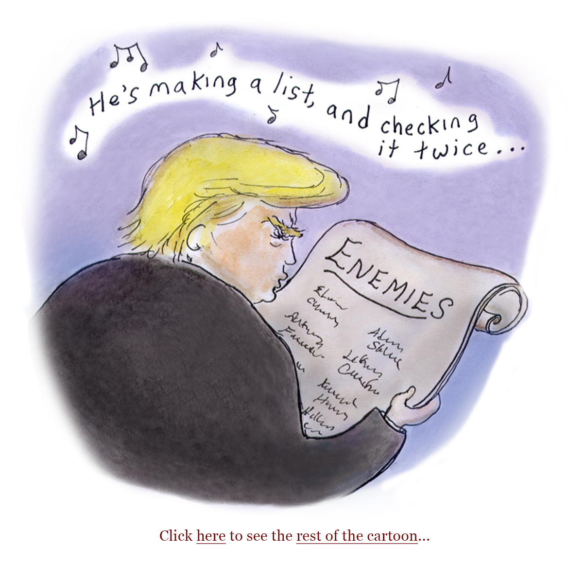 holidays 2024, trump, syria, turmoil, faith, midwinter, cartoon, sage stossel